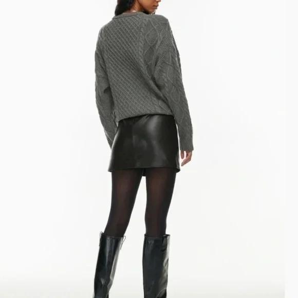 Sunday Best Black Faux Leather Mini Skirt with Side Slit - Picture 8 of 10